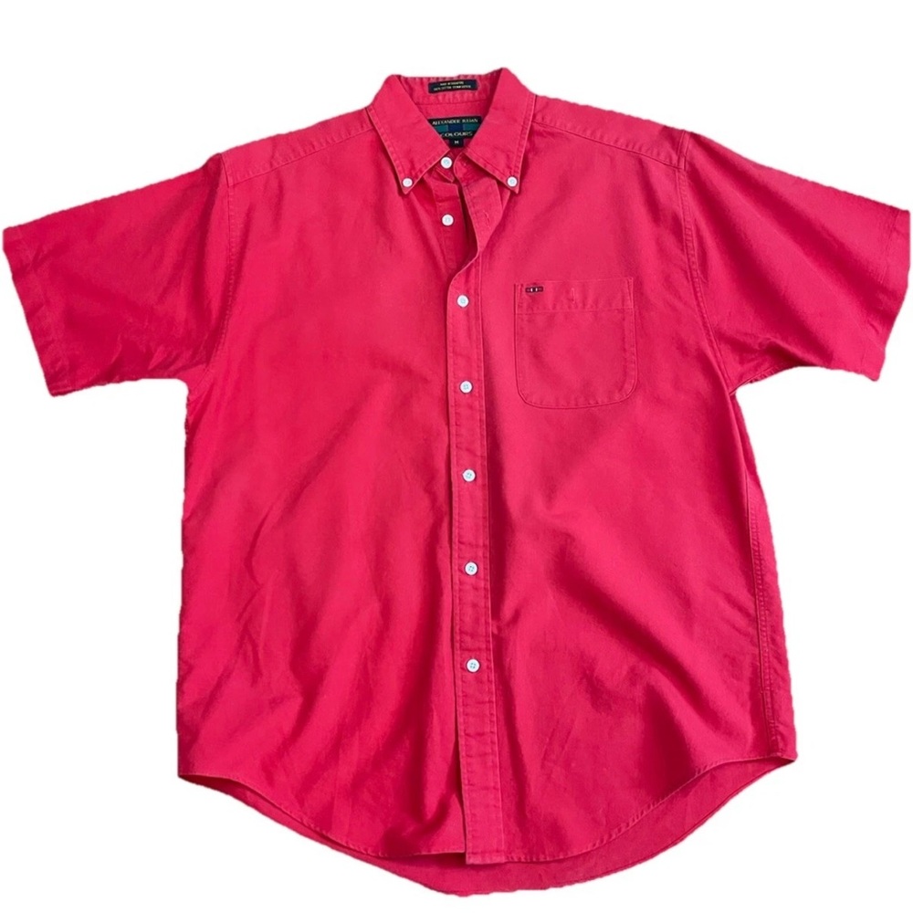 Colours alexander Julian red all cotton mens 1990s short sleeve button down SZ M